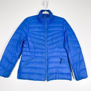 Lands End Insulation Down Puffer Jacket‎ Kids Blue Tunic Winter Coat Sz Medium
